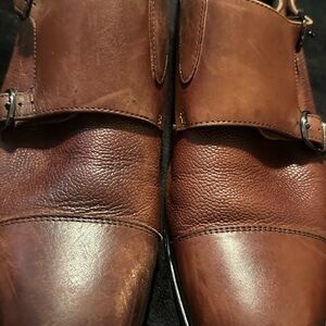 Alfani Men's Tan Leather Monk Strap Oxfords